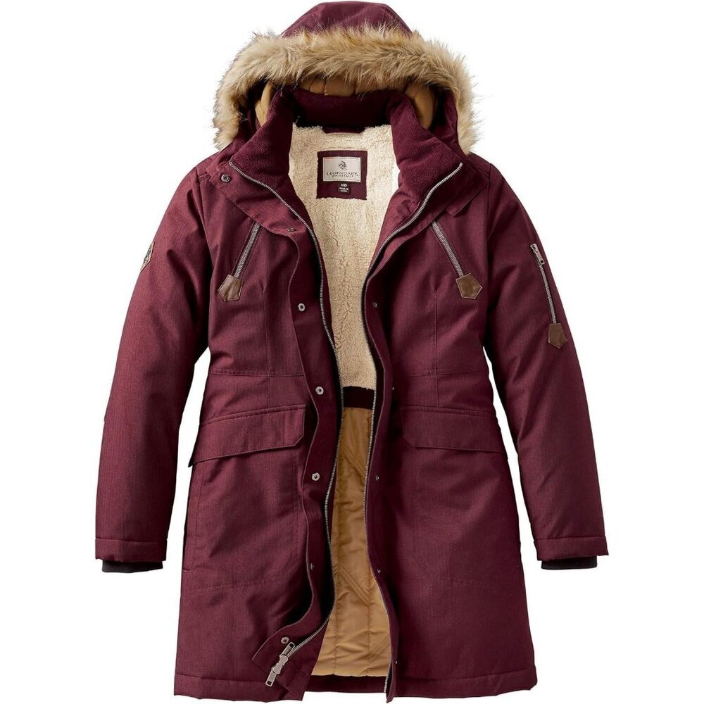 Women's Dark Rusty Maroon Water Hooded Faux Fur Winter Warm Vest Jacket Coats